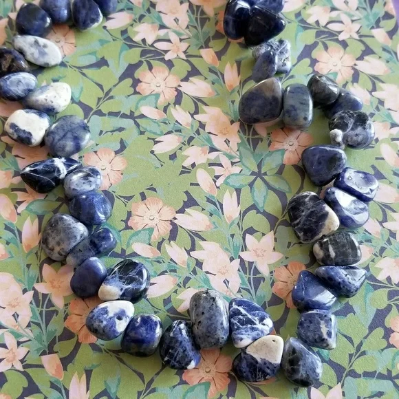 Relisted -Blue stones necklace Sodalite beads 925 silver - Picture 2 of 8